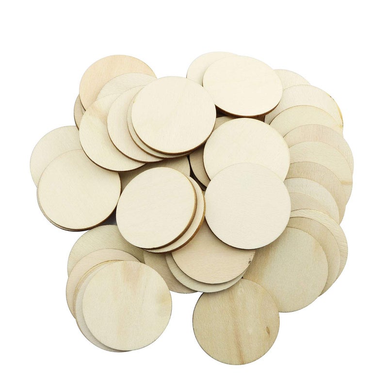 Tegg 1.5 Inch Natural Wood Slices 50PCS Unfinished Rustic Round Wood Cutouts for DIY Crafts - Image 1
